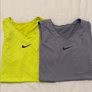 Nike Yellow and Gray V-Neck Tank Tops